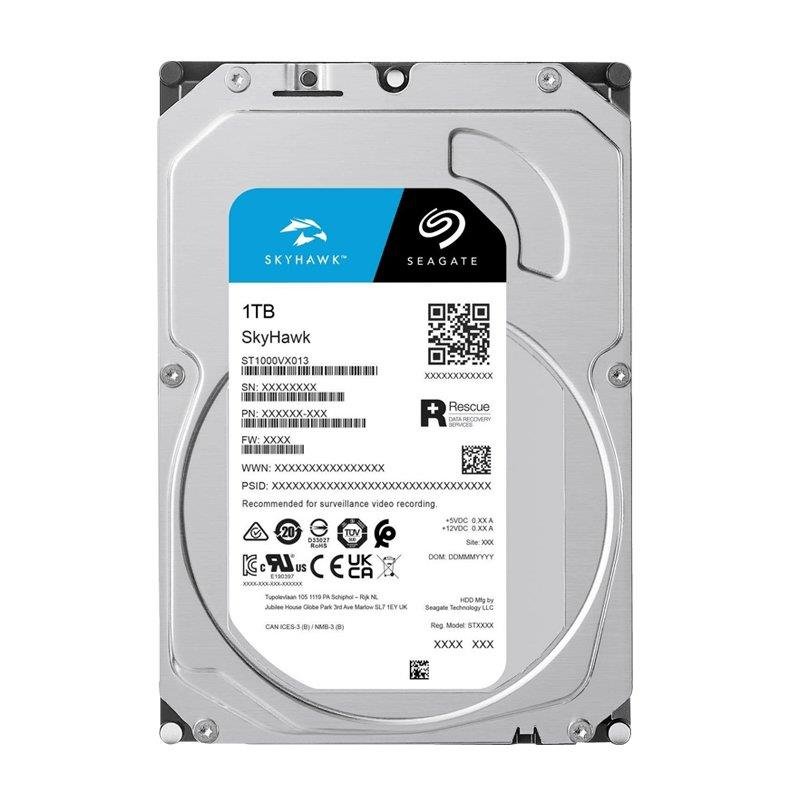 Seagate Skyhawk 1TB, Video Internal Hard HDD – 3.5", SATA 6Gb/s, 256MB Cache, for DVR NVR Security Camera System, FFp