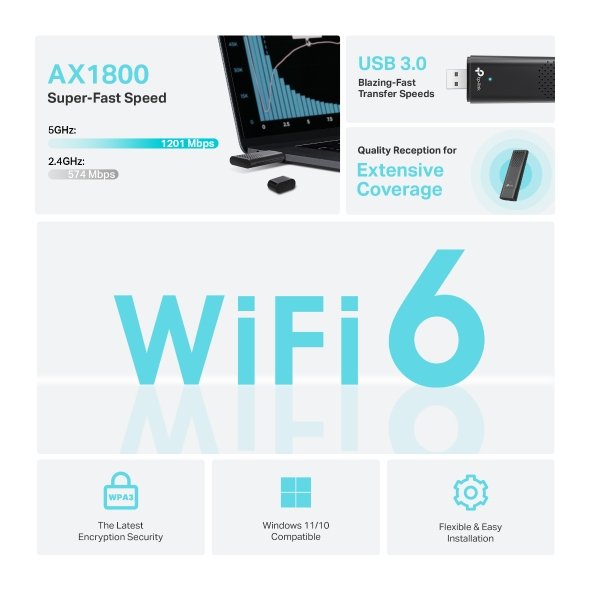 TP-Link Archer TX20U AX1800 High Gain Wireless USB Adapter - Image 3