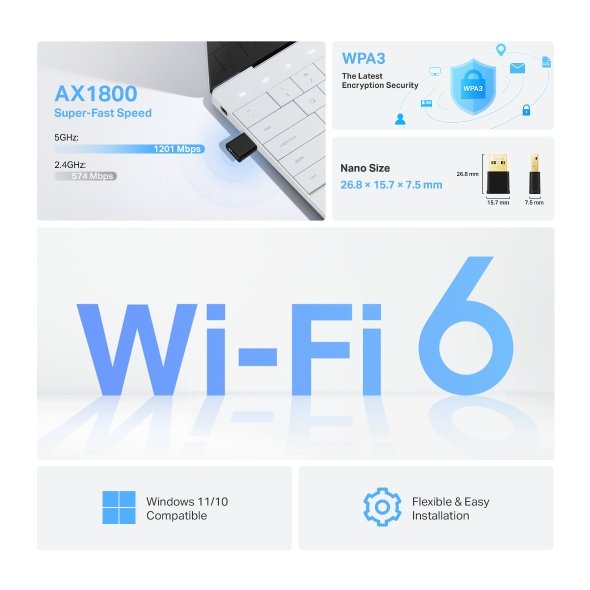 TP-Link Archer TX20U Nano AX1800 Nano Wi-Fi 6 Wireless USB Adapter - Image 2