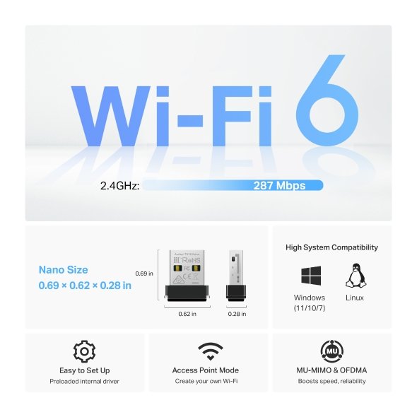 TP-Link Archer TX1U Nano AX300 Nano Wi-Fi 6 USB Adapter - Image 4