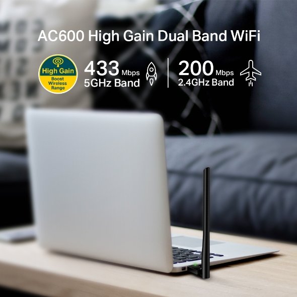 TP-Link Archer T2U Plus AC600 High Gain Dual Band Wi-Fi USB Adapter - Image 3