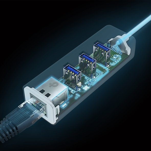 TP-Link UE330C USB Type-C to Gigabit Ethernet Adapter with 3-Port USB 3.0 Hub - Image 3