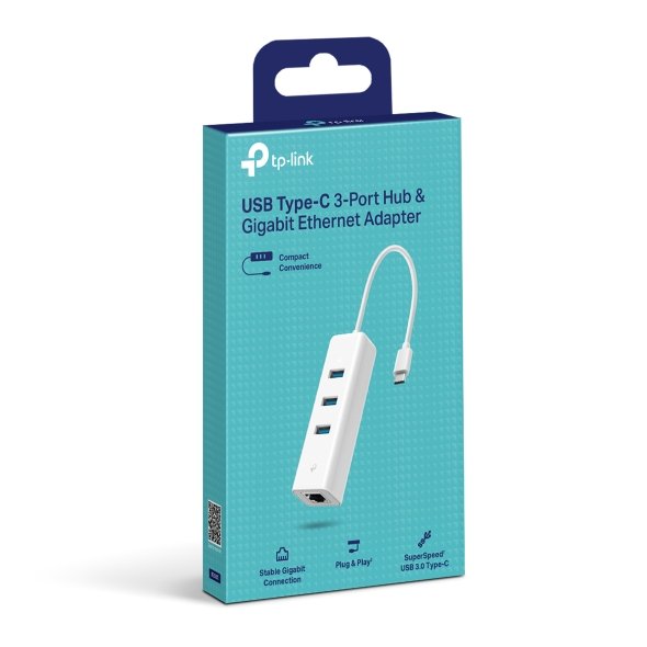 TP-Link UE330C USB Type-C to Gigabit Ethernet Adapter with 3-Port USB 3.0 Hub - Image 4