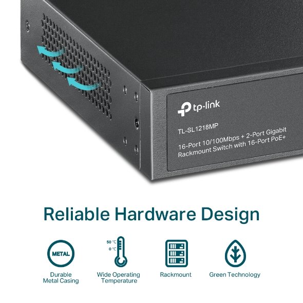 TP-Link TL-SL1218MP 18-Port 10/100Mbps PoE+ Switch - Image 8