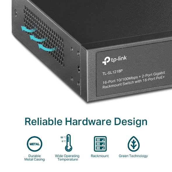 TP-Link TL-SL1218P 18-Port 10/100Mbps PoE+ Switch - Image 8