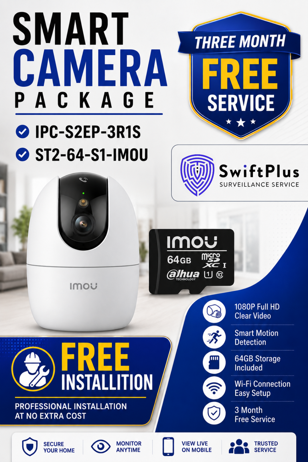 IMOU Ranger 2 IPC-S2EP-3R1S 3MP Smart Camera Package