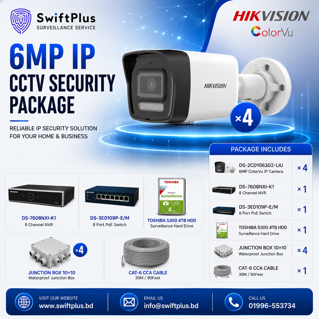 Hikvision 6MP IP CCTV Security Package (4 Cameras)